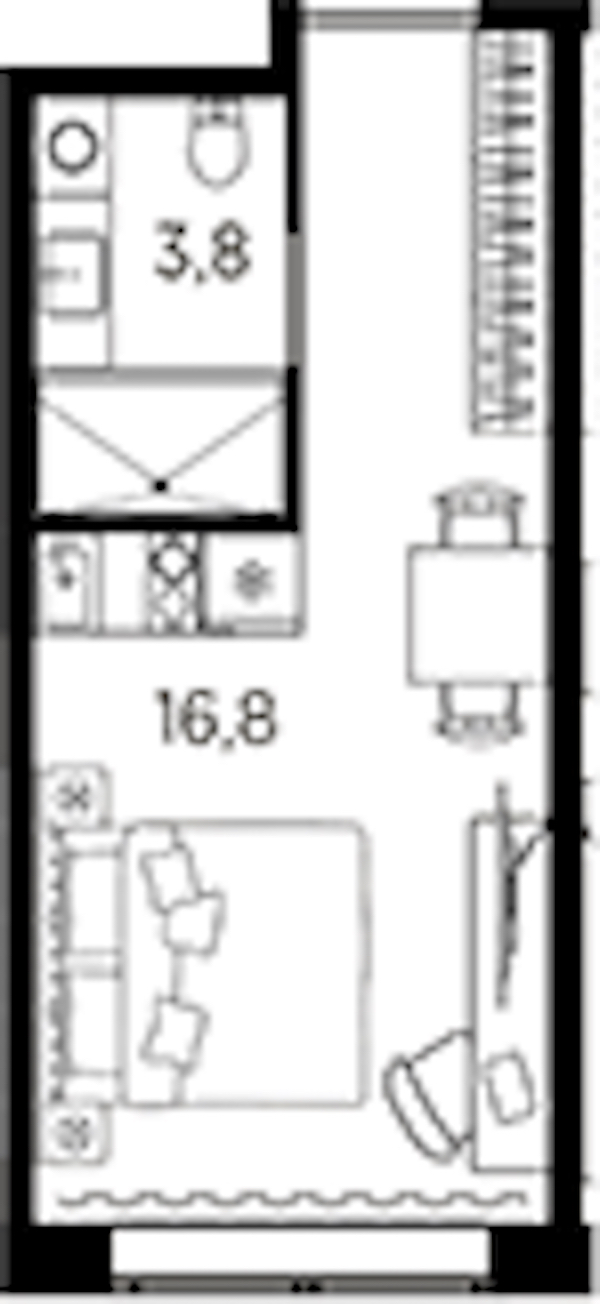 Квартира студия 20.6 м², 2/13 эт., ЖК «AVENIR Industrial»